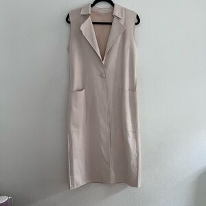 Solitaire Sleeveless Cream Midi Vest/ Dress